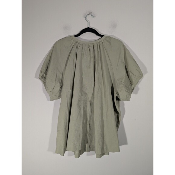 Maurices Womens Sage Short Sleeve Button Up Blouse Sz XXL Mature Modest Prairie - Picture 2 of 7